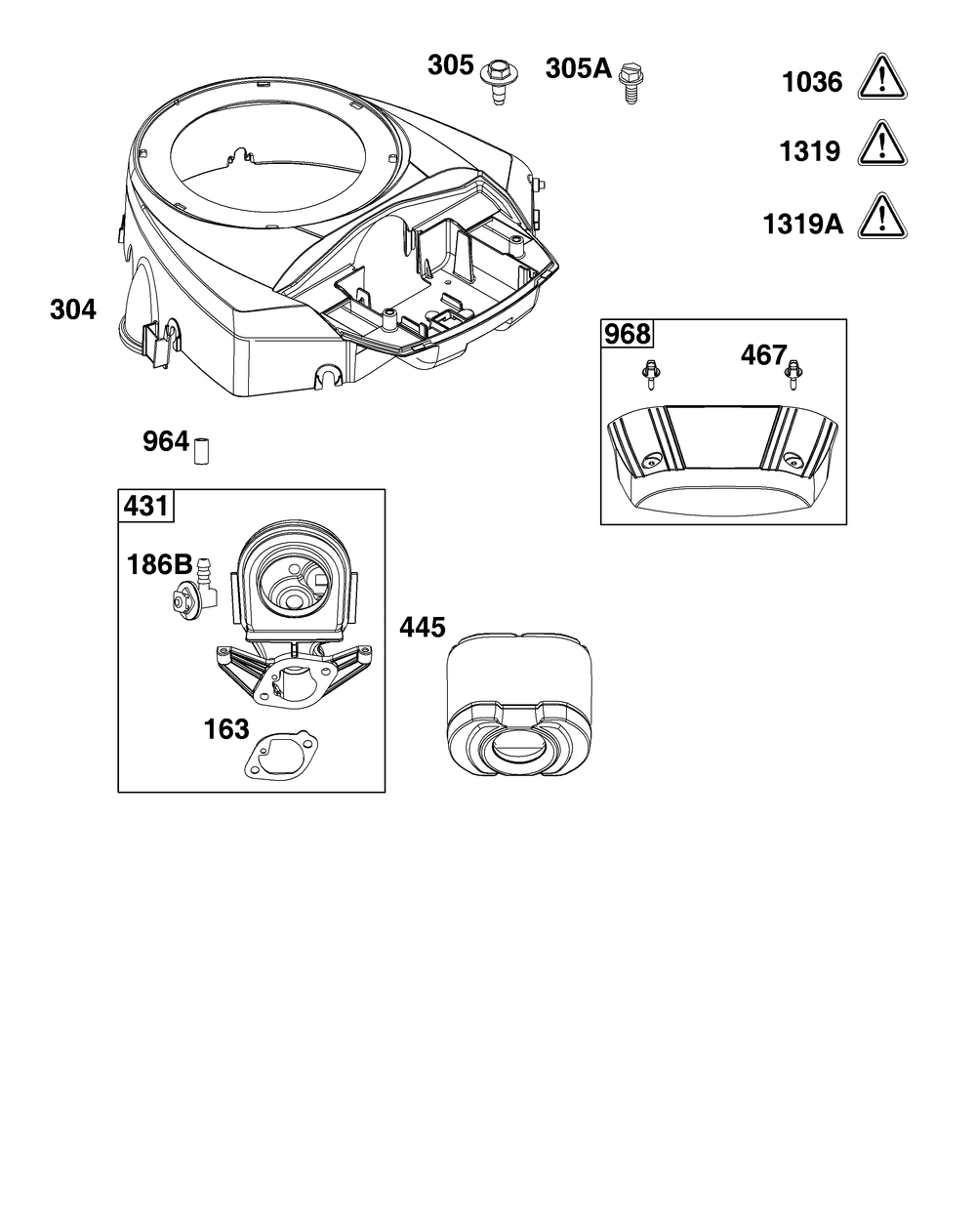 Blower Housing And Air Cleaner Group Diagram and Parts List for 44U577-0002-H5 400000 - 699999 Briggs and Stratton Engine